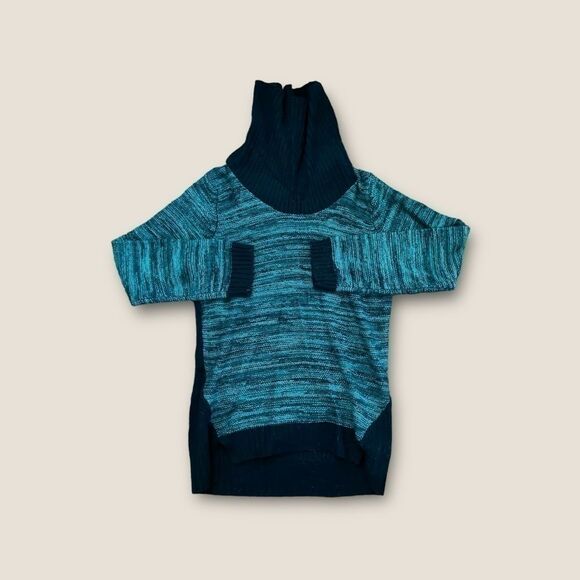Allison Brittney Knit Turtleneck Sweater Teal Combo XL - Picture 3 of 5